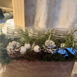 Festive Pinecone and Berry Candle Holder